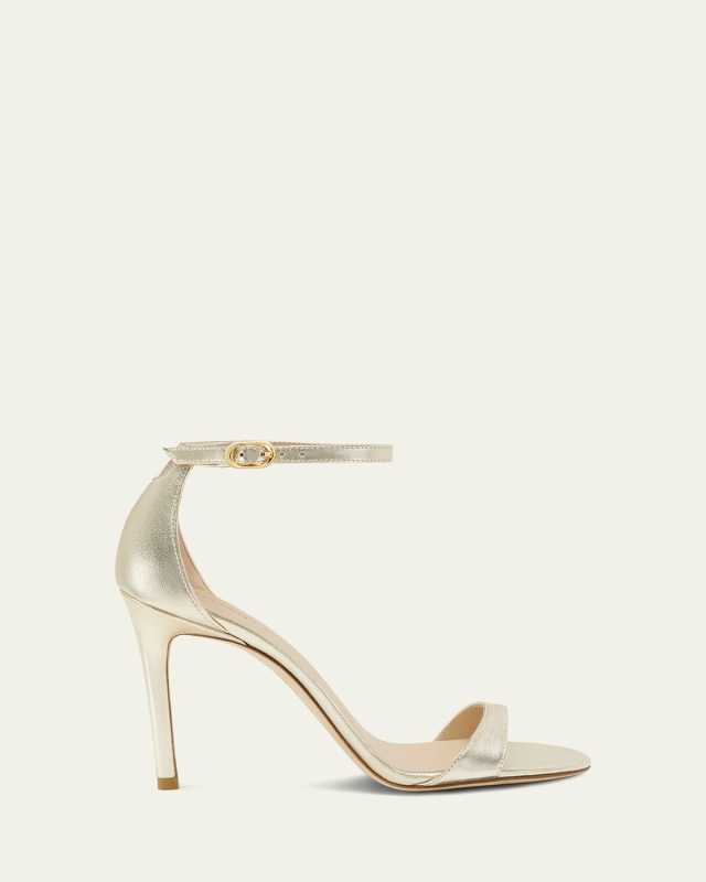 Nudist Metallic Ankle-Strap Sandals